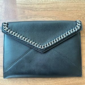 Rebecca Minkoff - black clutch with chain inset